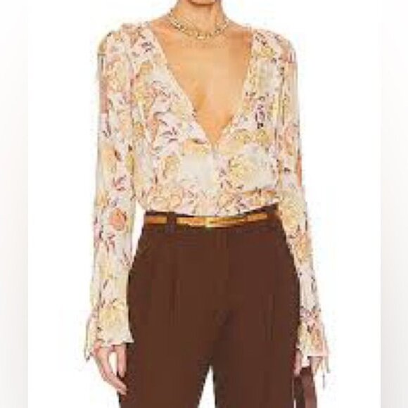 NWT Free People Everything's Rosy Florak Boho Bodysuit Sz S - Picture 1 of 11